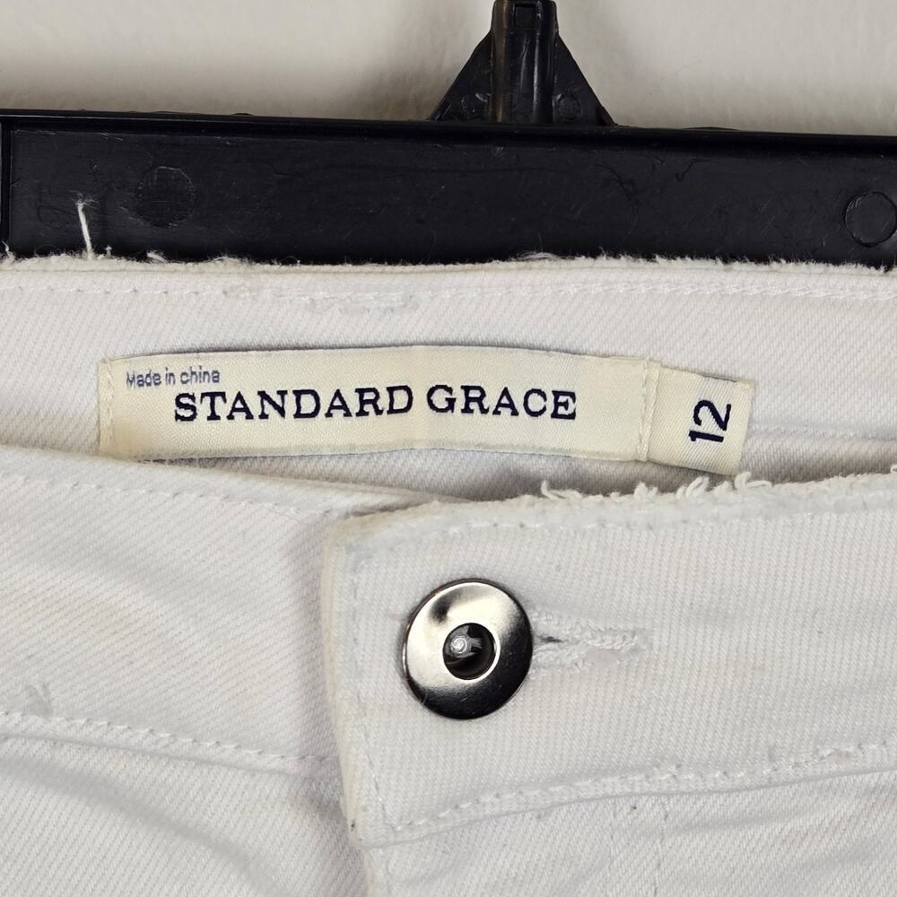 Standard Grace Jeans White Embroidered Flamingos Palm Trees Distressed Sz 12 - Picture 4 of 10